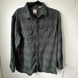 Levi’s Relaxed Fit Green Plaid Flannel Shirt Jacket Size L